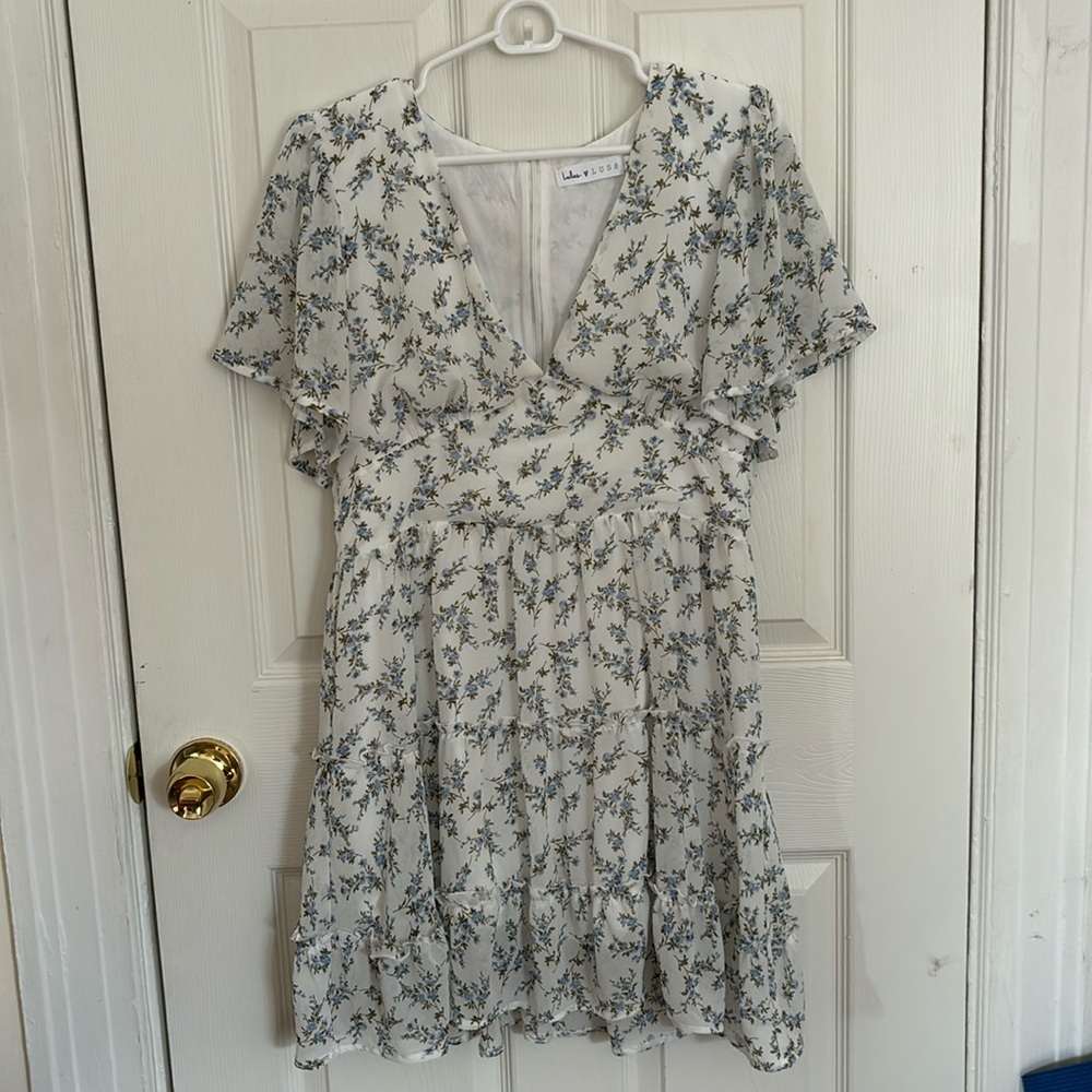 Lulu's Mini Dress with Blue Floral Print